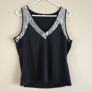 Black And Silver Sequins Going Out Top